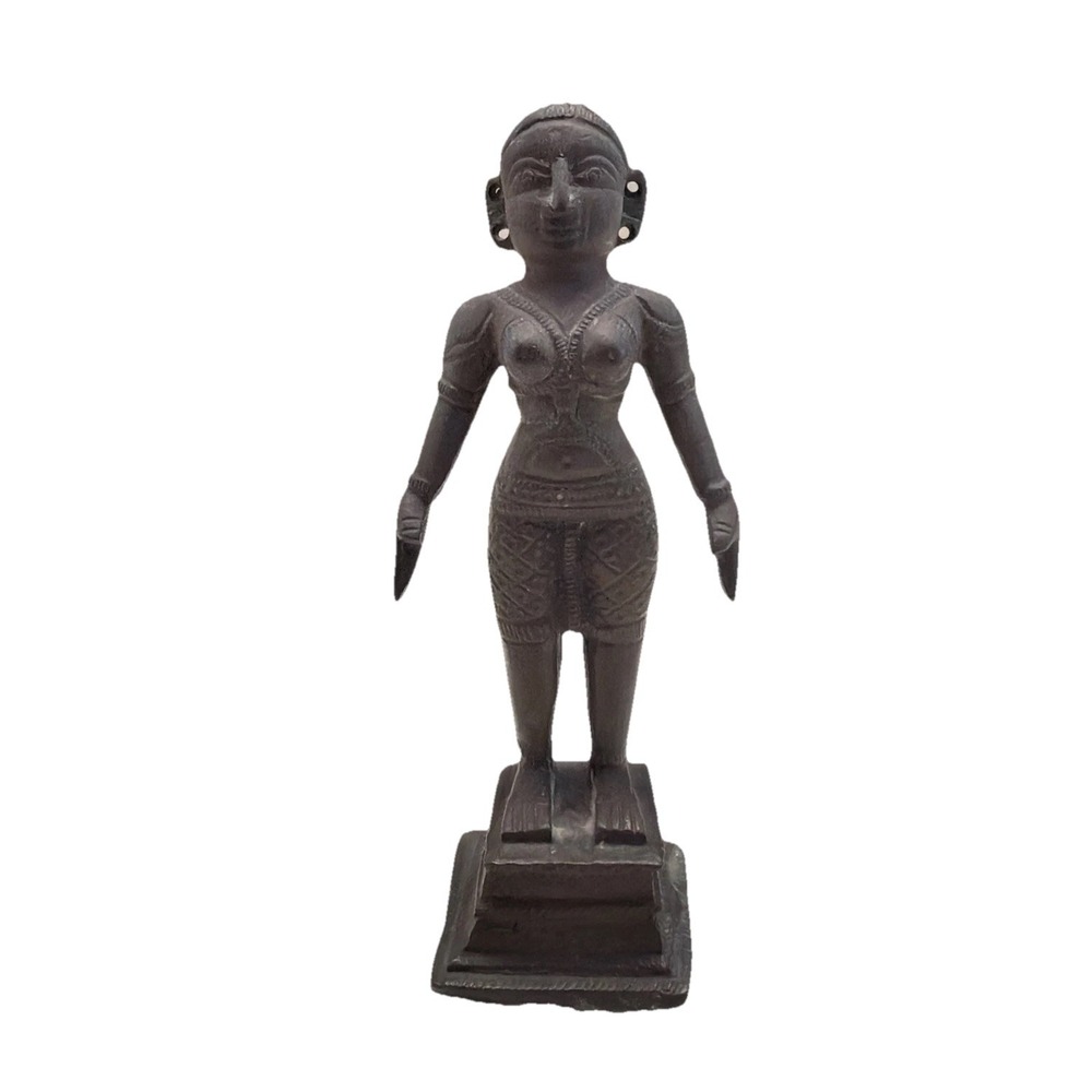Vtg‎ African Tribal Bronze Female Statue Handmade Ethnographic Sculpture Decor
